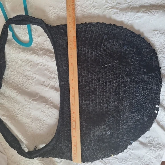 Y2K Large Black Sequin Hobo Bag - Picture 7 of 11